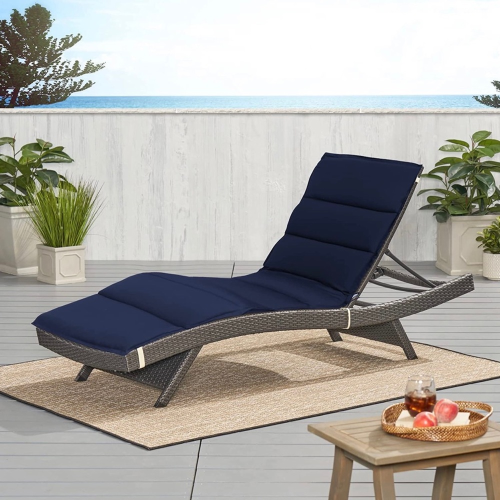 Navy Outdoor Chaise Lounge Cushion - Brand Unspecified - Picture 5 of 9